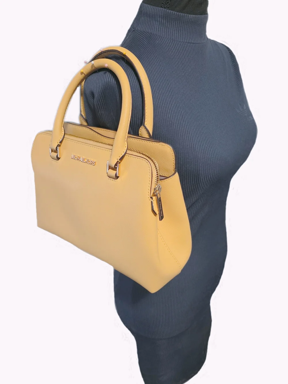Michael Kors Yellow Idina Saffiano Leather Crossbody Purse Gold Hardware NWOT